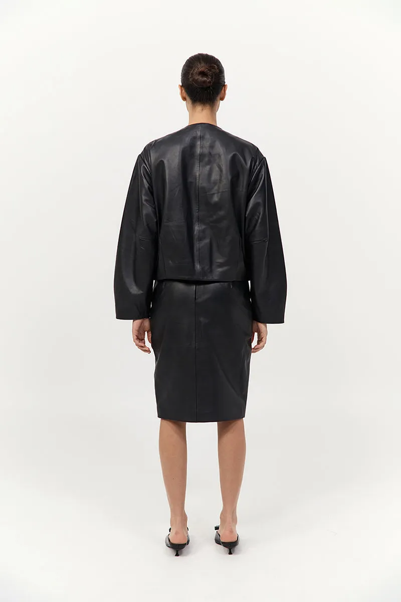 St Agni | Utility Cocoon Leather Bomber - Black sold by Sisters & Co product image thumbnail 5