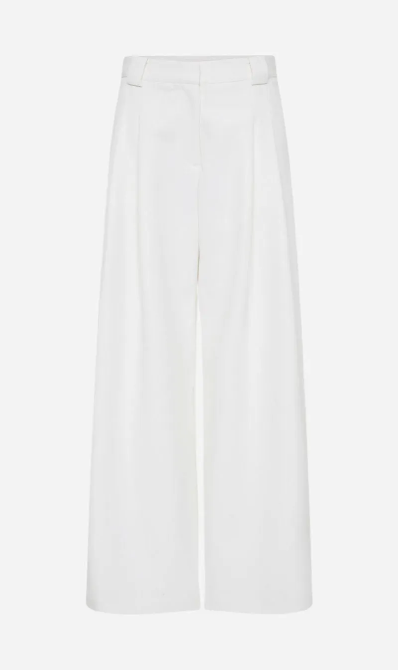St Agni | Twill Wide Leg Pleat Pants - Off White sold by Sister & Co