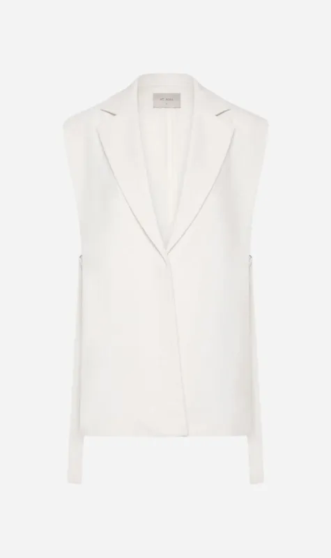 St Agni | Relaxed Side Tie Vest - Off White sold by Sisters & Co