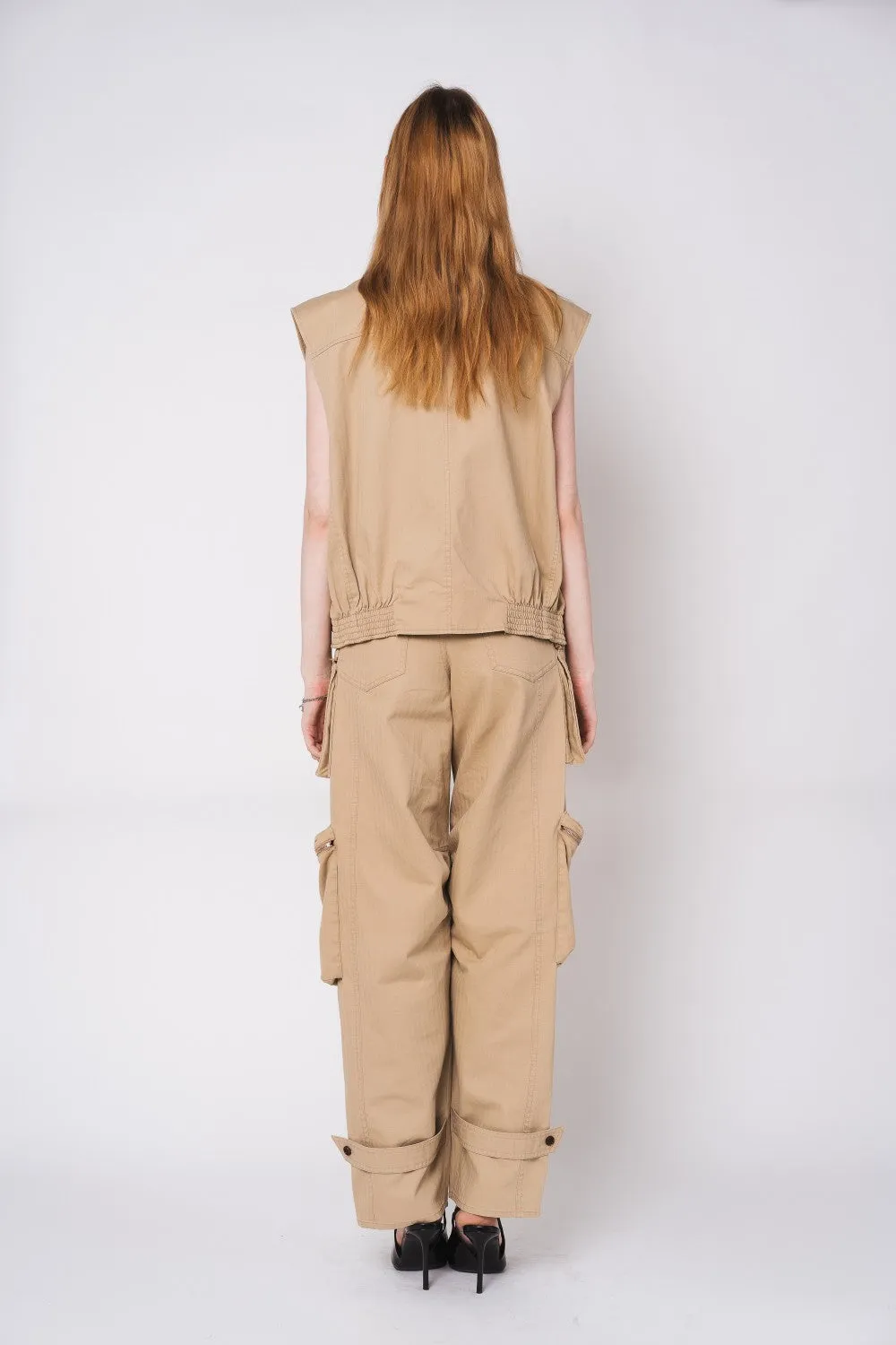 Tonywack | Washed Herringbone Cotton Multi Pocket Cargo Pants - Beige sold by Sisters & Co product image thumbnail 4