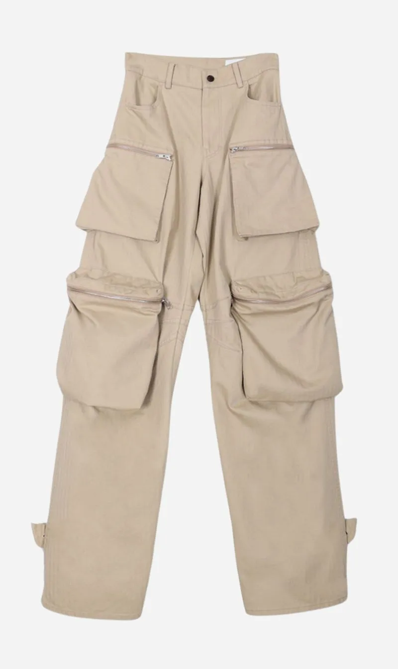 Tonywack | Washed Herringbone Cotton Multi Pocket Cargo Pants - Beige sold by Sisters & Co
