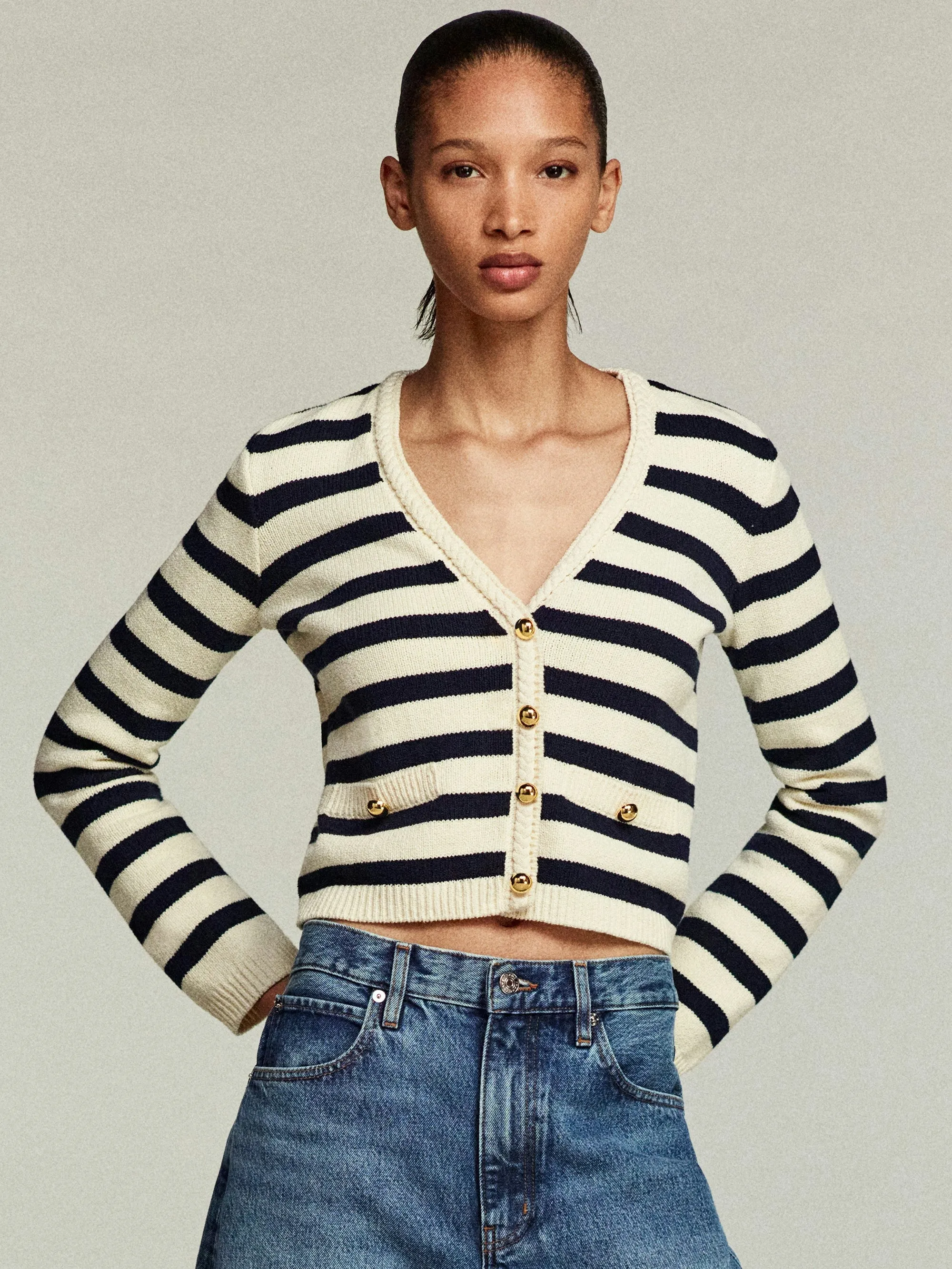 Frame Denim | The Harbor Cardigan - Navy Multi sold by Sisters & Co product image thumbnail 2