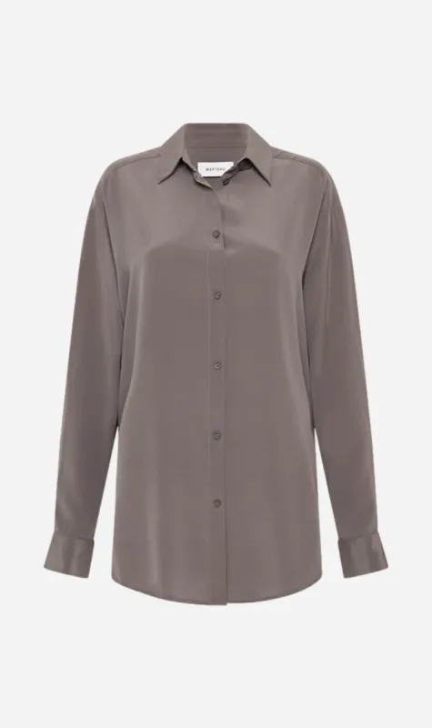 Matteau | Long Sleeve Silk Shirt - Slate sold by Sister & Co