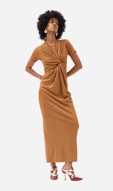 Gary Bigeni | Archy Twisted Dress - Tan sold by Sister & Co