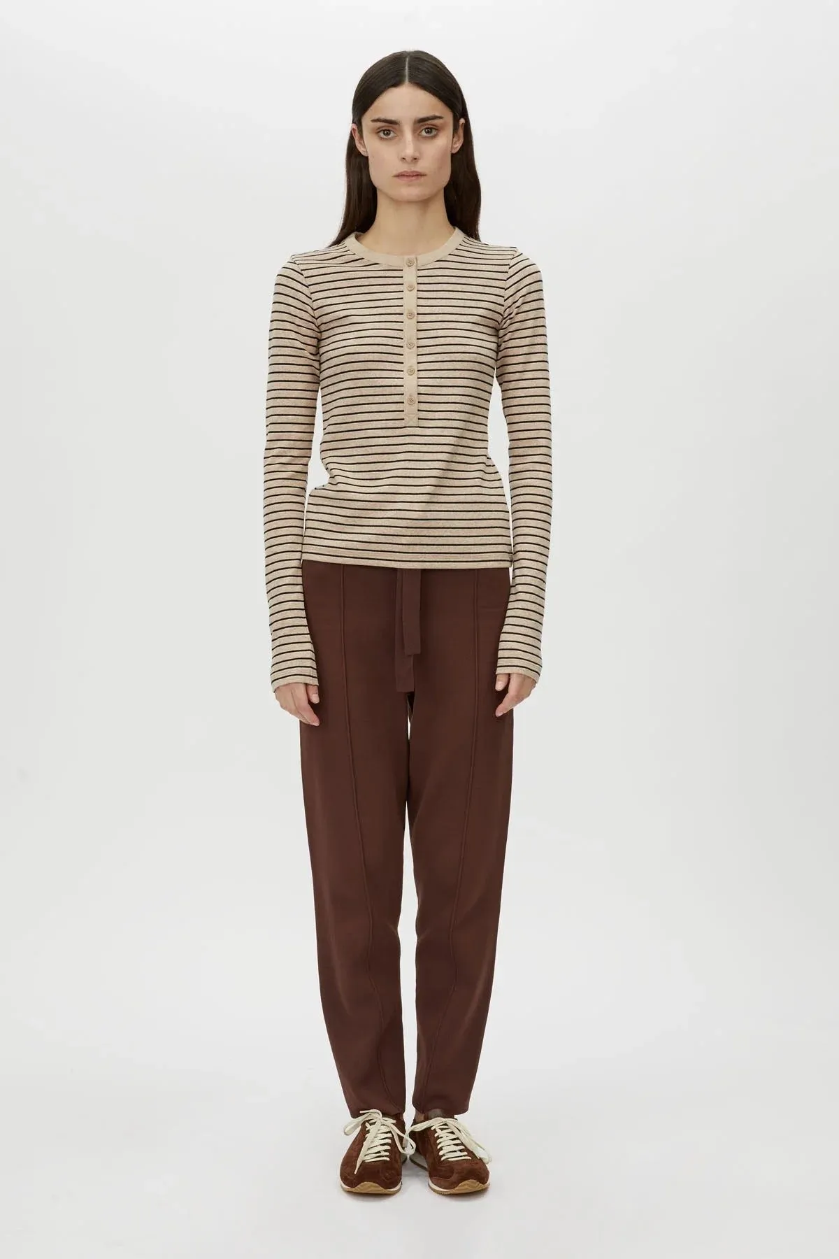 Camilla and Marc | Cassian Button Down Stripe Top - Oatmeal sold by Sister & Co product image thumbnail 3