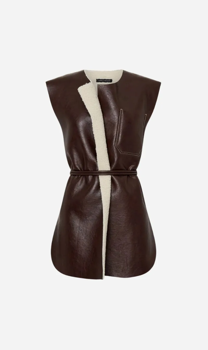 Camilla and Marc | Oswald Reverse Shearling Vest - Chicory sold by Sister & Co