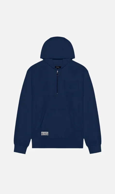 Malbon | Castello French Terry Quarter Zip Hoodie - Ocean sold by Sister & Co