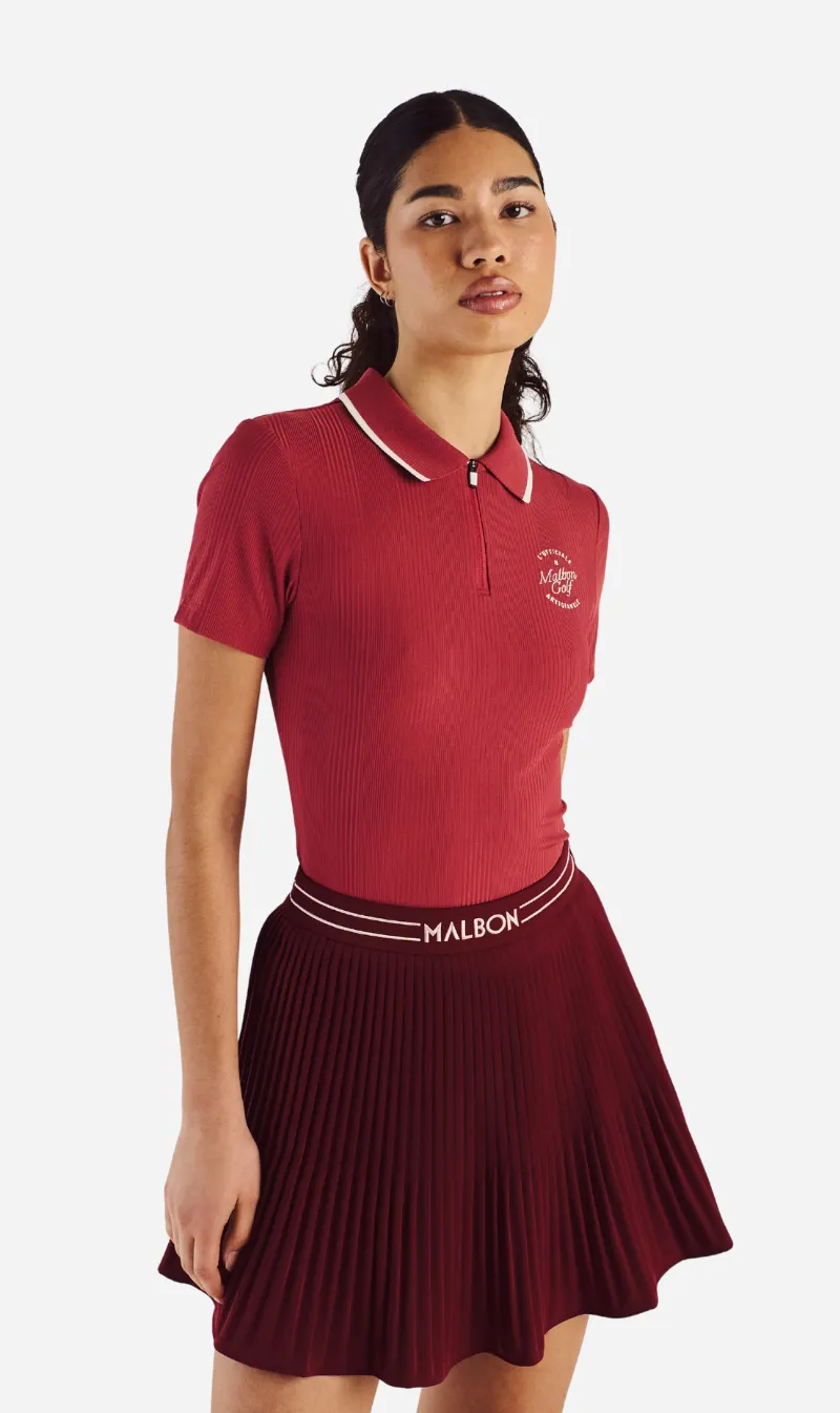 Malbon | Camilla Quarter Zip Polo - Garnet sold by Sisters & Co