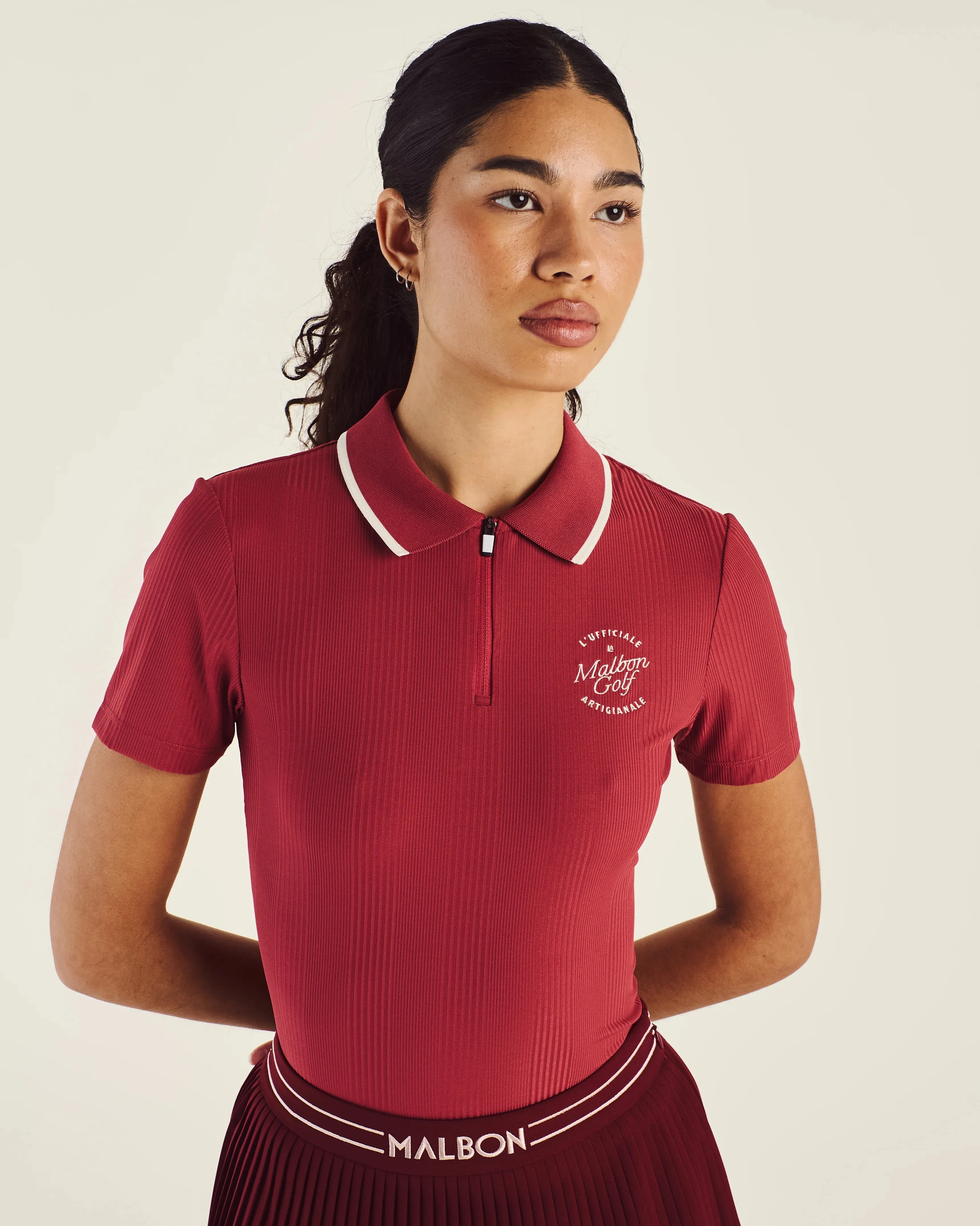 Malbon | Camilla Quarter Zip Polo - Garnet sold by Sisters & Co product image thumbnail 2
