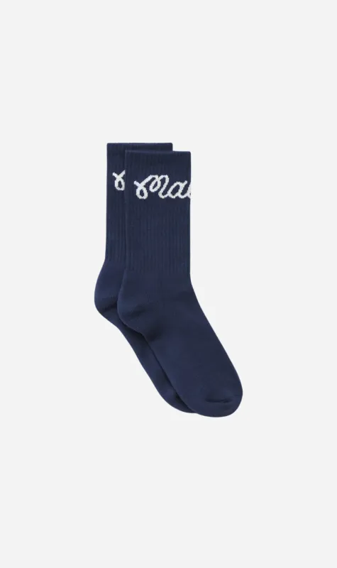 Malbon | Bon Script Socks - Navy made by Sisters & Co