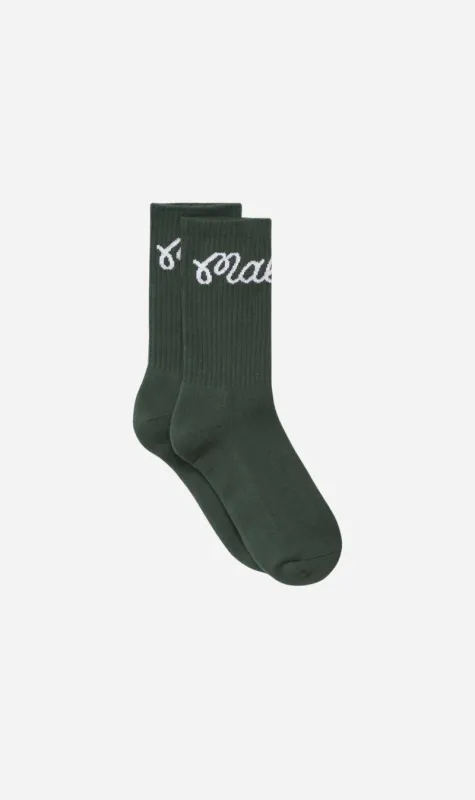 Malbon | Bon Script Socks - Green made by Sisters & Co