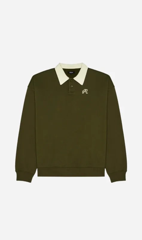 Malbon | Artigianale Collared Crewneck - Cypress Green sold by Sisters & Co
