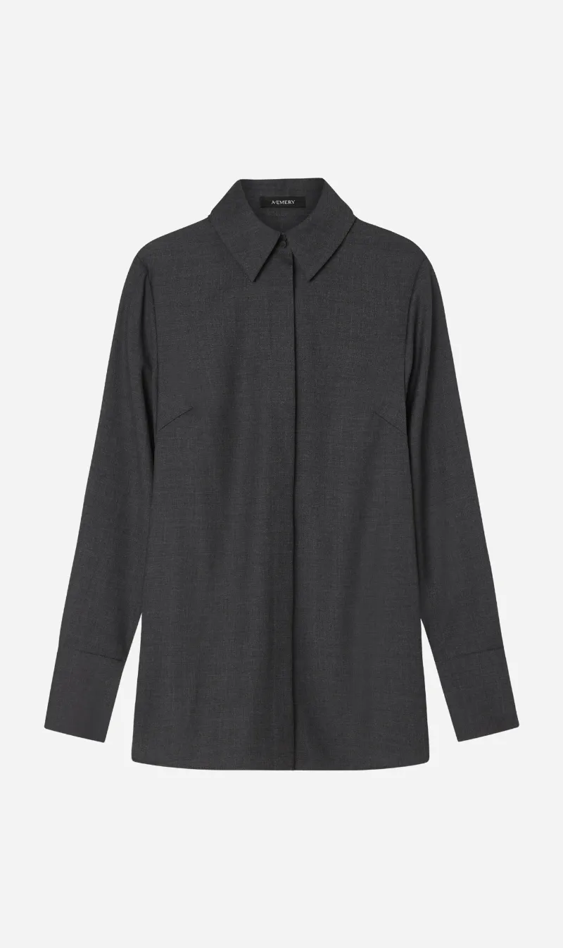 A.Emery | The Philippa Shirt - Charcoal Melange sold by Sister & Co