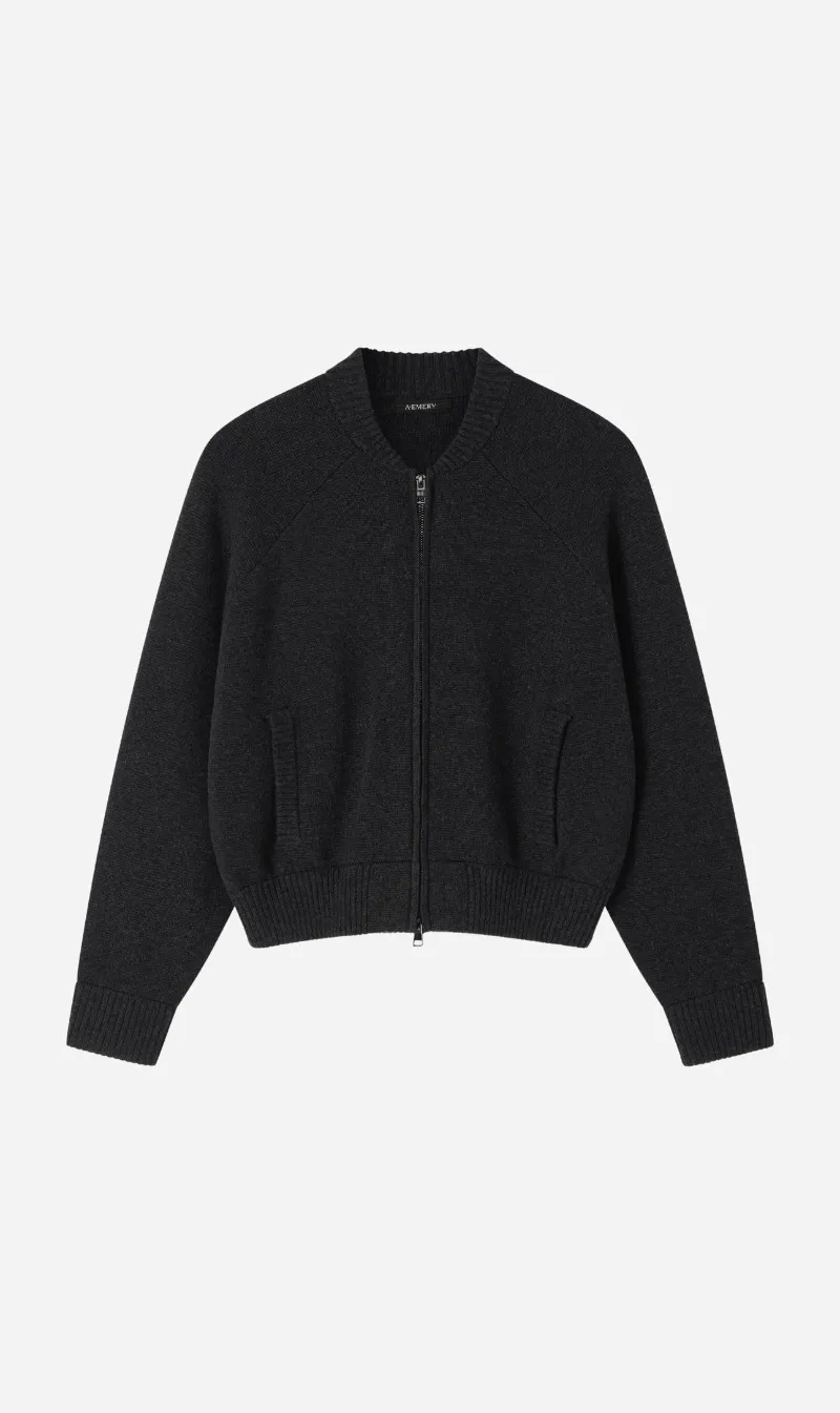 A. Emery | The Herman Knit Bomber - Charcoal Melange sold by Sister & Co
