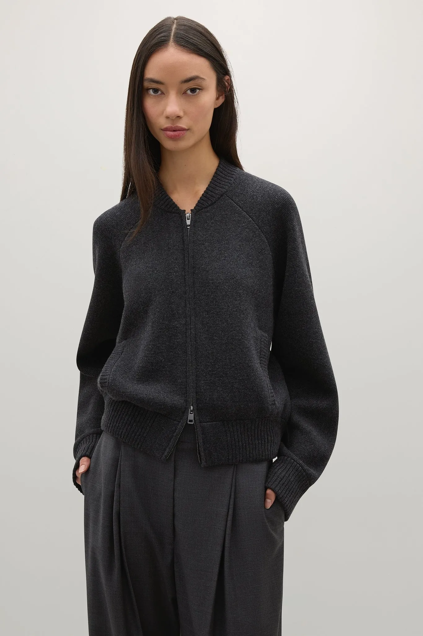 A. Emery | The Herman Knit Bomber - Charcoal Melange sold by Sister & Co product image thumbnail 2