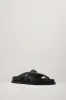 A.Emery | The Claude Sandal - Black Embossed Lizard sold by Sister & Co