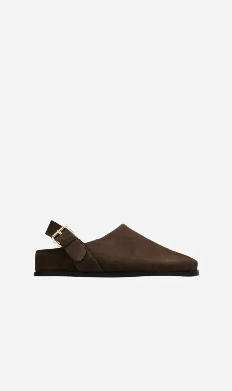 A.Emery | The Louis Clog - Walnut Suede sold by Sister & Co