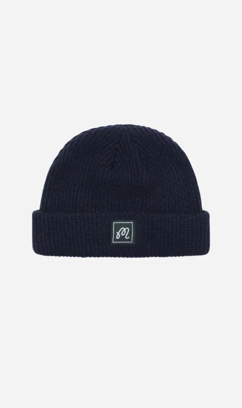 Malbon | Script Fishermans Knit Beanie - Navy sold by Sister & Co