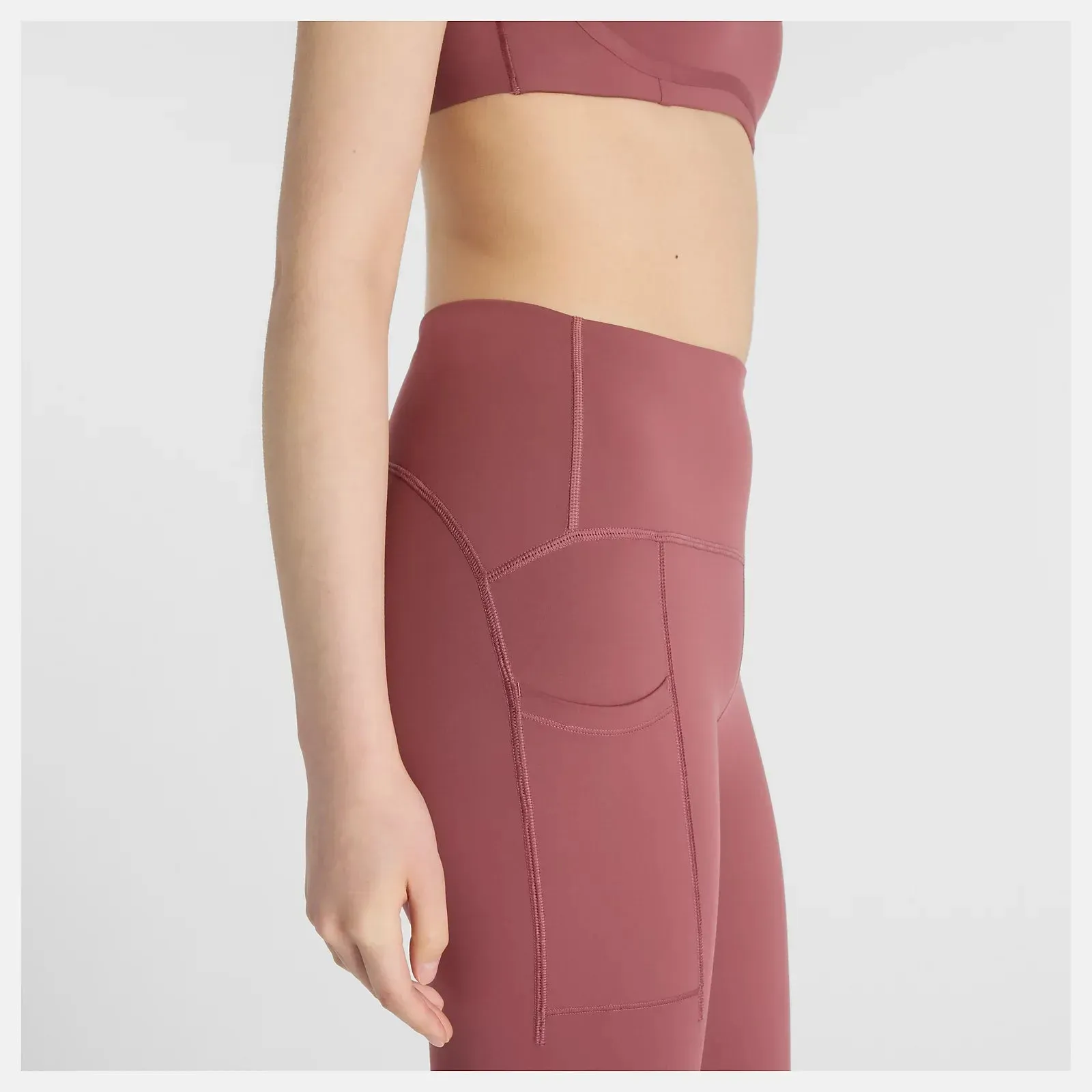 New Balance | Sleek Pocket High Rise Legging 25 Inch - Washed Burgundy sold by Sisters & Co product image thumbnail 4