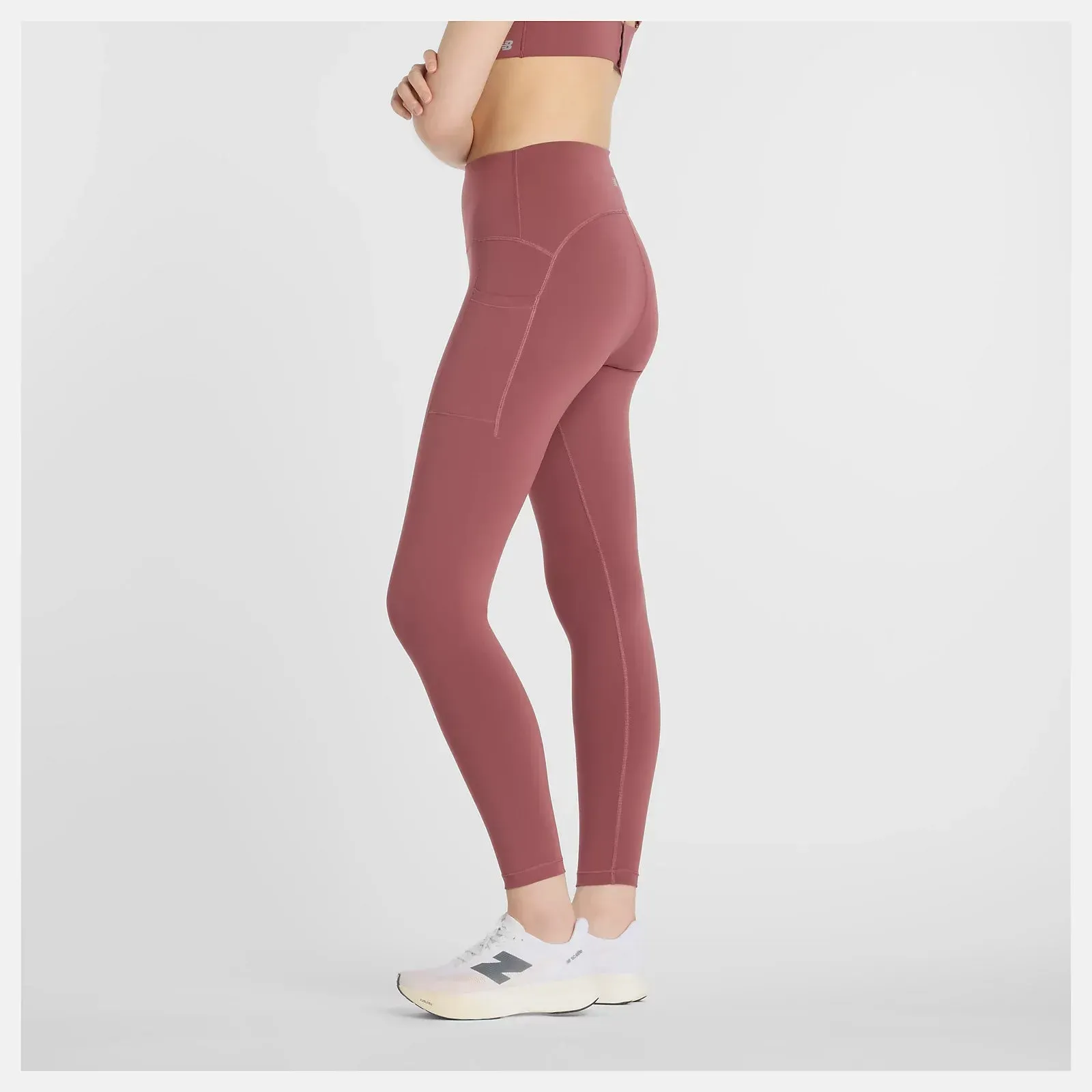 New Balance | Sleek Pocket High Rise Legging 25 Inch - Washed Burgundy sold by Sisters & Co product image thumbnail 2