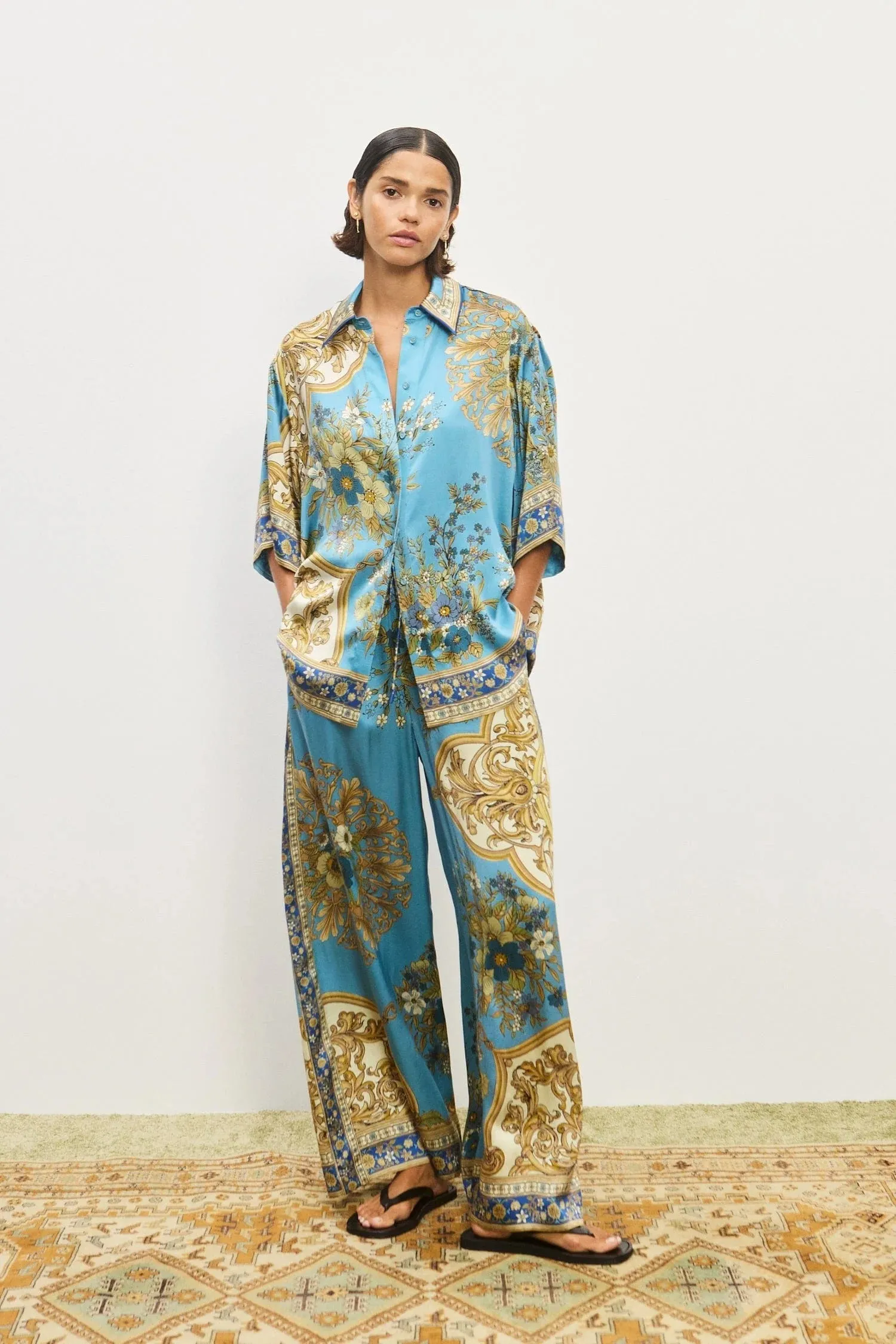 Alemais | Cassie Silk Pant - Blue sold by Sisters & Co product image thumbnail 2