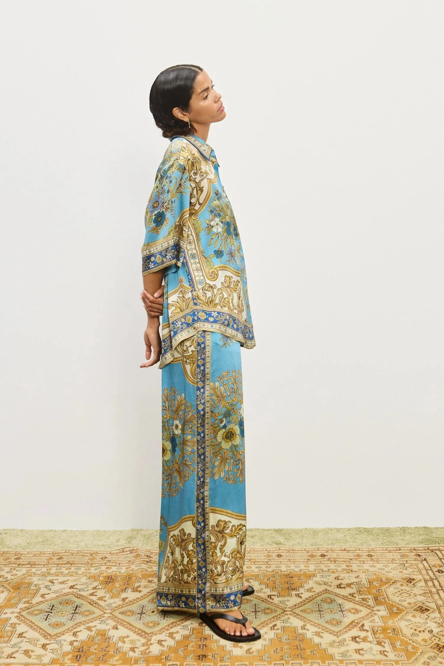Alemais | Cassie Silk Pant - Blue sold by Sisters & Co product image thumbnail 3
