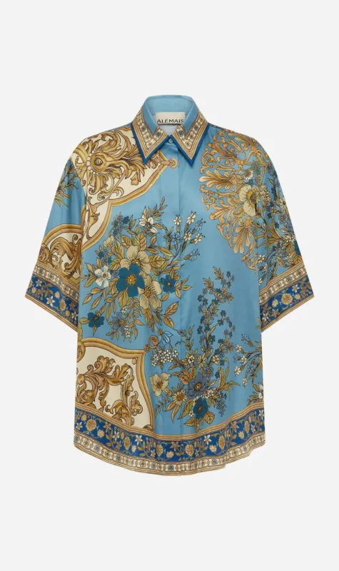Alemais | Cassie Silk Shirt - Blue sold by Sister & Co