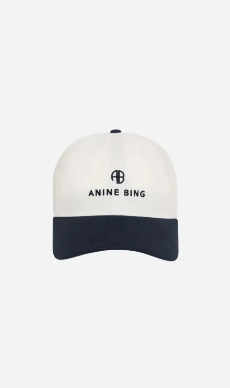 Anine Bing | Jeremy Baseball Cap - Ivory & Navy sold by Sister & Co