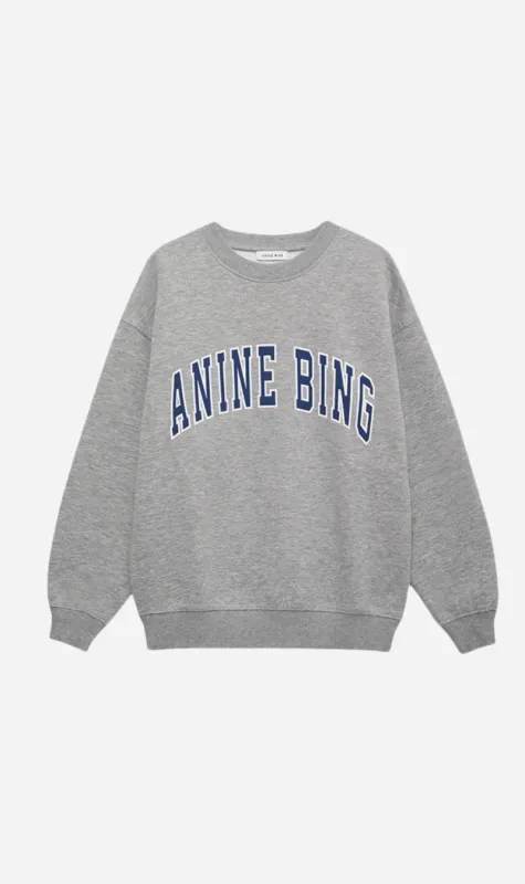 Anine Bing | Spencer Sweatshrit AB - Medium Heather Grey with Navy sold by Sisters & Co