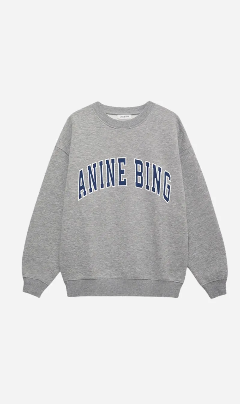 Anine Bing | Spencer Sweatshrit AB - Medium Heather Grey with Navy sold by Sisters & Co