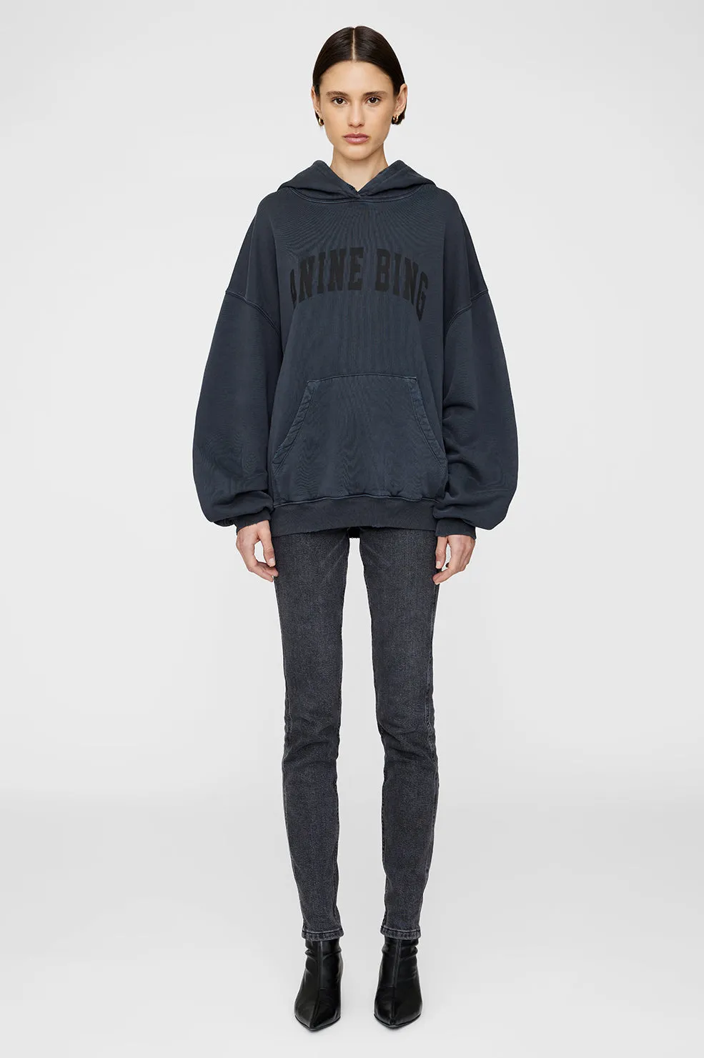 Anine Bing | Harvey Sweatshirt - Dark Washed Black sold by Sister & Co product image thumbnail 2