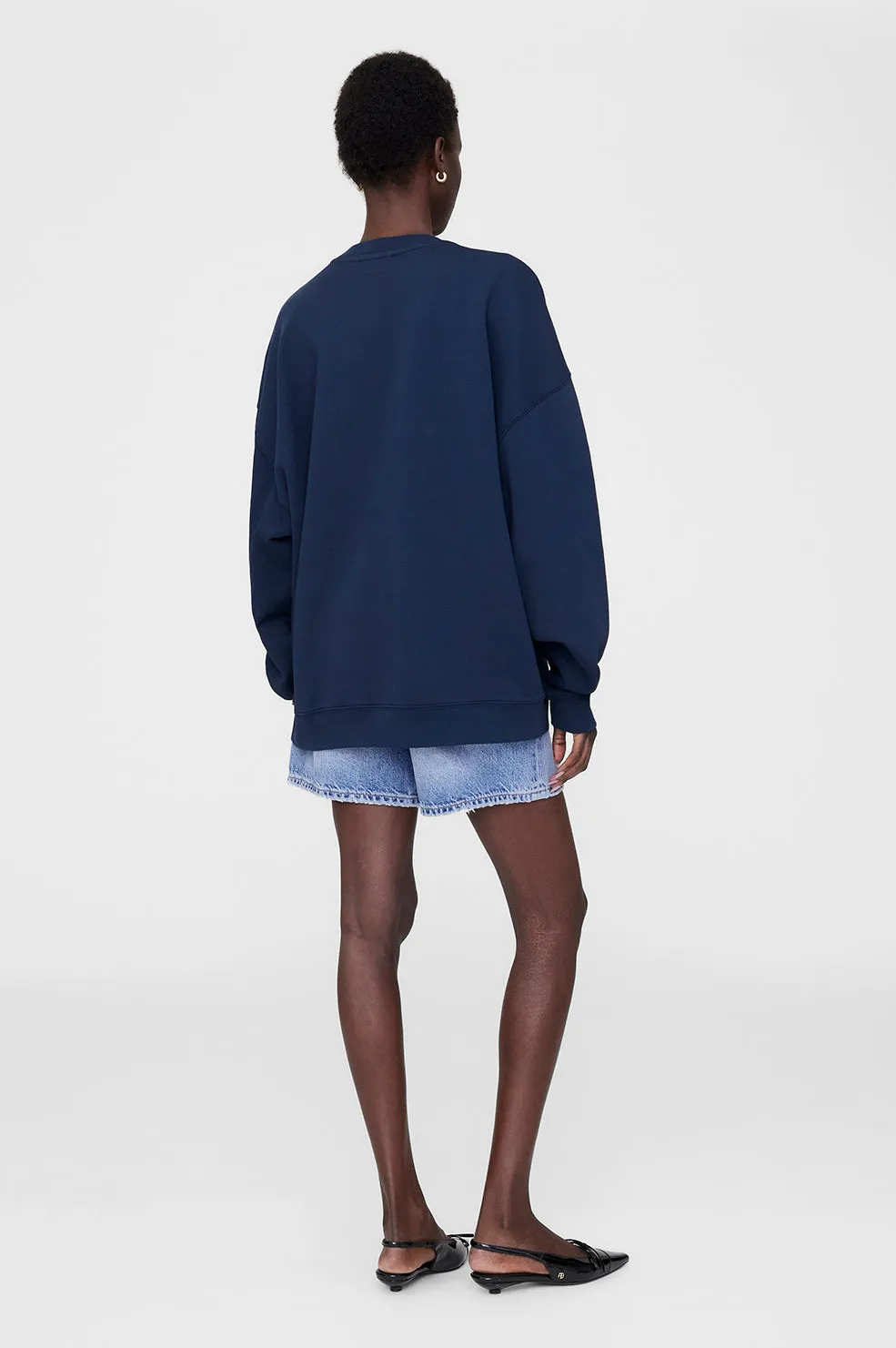 Anine Bing | Miles Sweatshirt Framed Monogram - Washed Navy sold by Sister & Co product image thumbnail 3