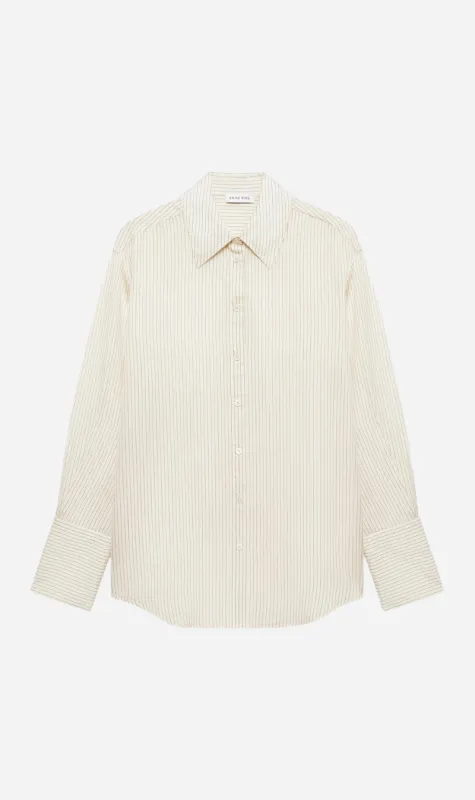 Anine Bing | Bridget Shirt - Ivory & Black Pinstripe sold by Sister & Co