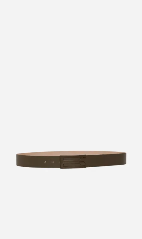 Victoria Beckham | Tonal Jumbo Frame Belt - Dark Khaki sold by Sister & Co