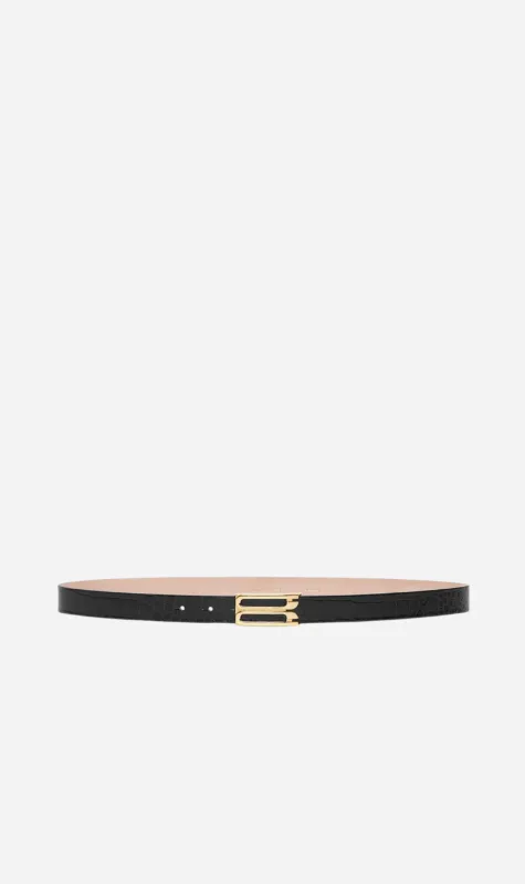 Victoria Beckham | Frame Belt - Black Croc Embossed sold by Sisters & Co