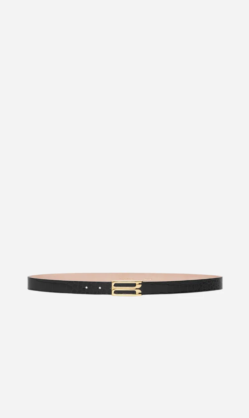 Victoria Beckham | Frame Belt - Black Croc Embossed sold by Sisters & Co