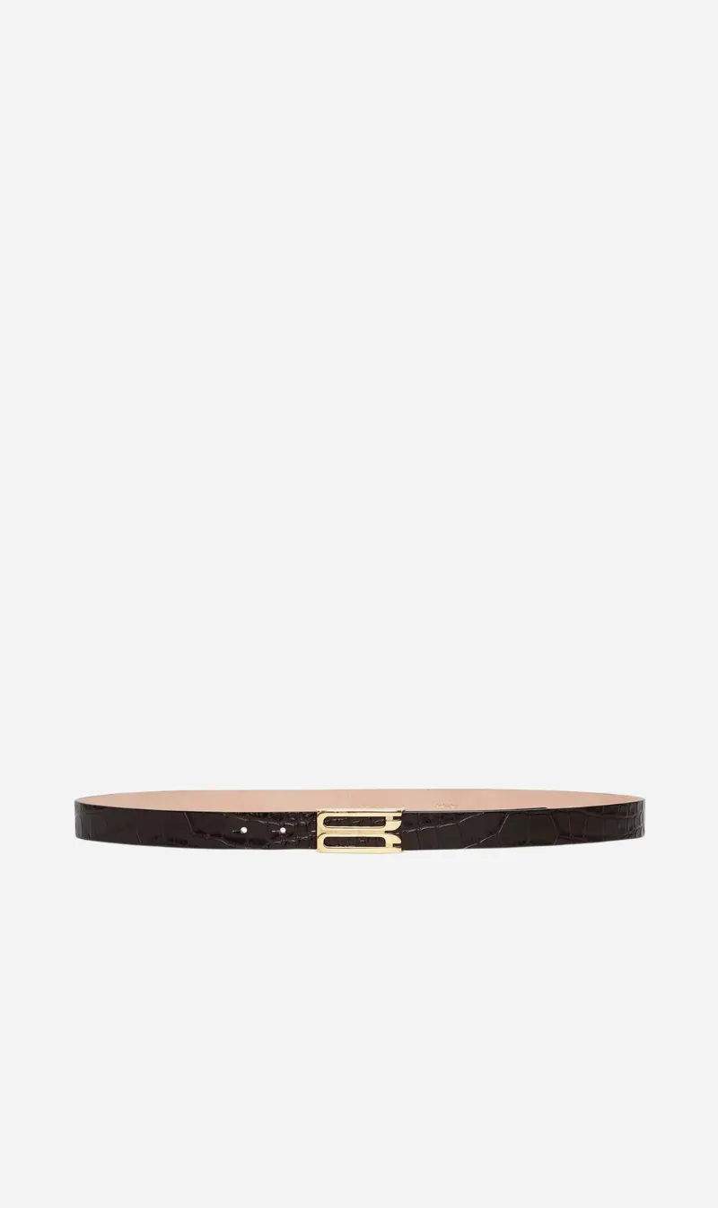 Victoria Beckham | Frame Belt - Espresso Croc Embossed sold by Sisters & Co
