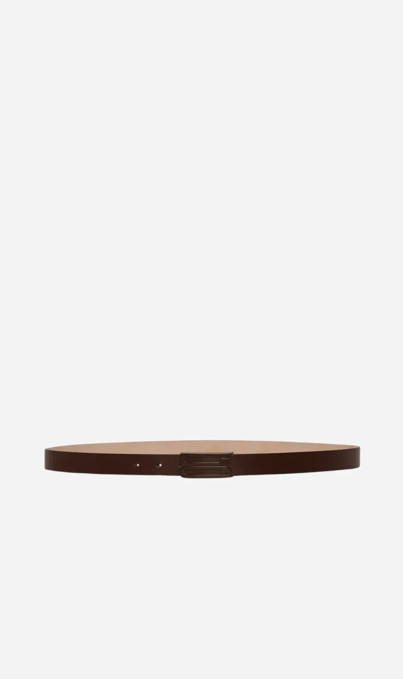 Victoria Beckham | Tonal Frame Belt - Dark Brown sold by Sisters & Co