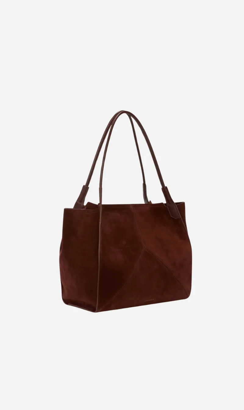 Victoria Beckham | The Victoria Soft Tote - Dark Brown Suede sold by Sisters & Co