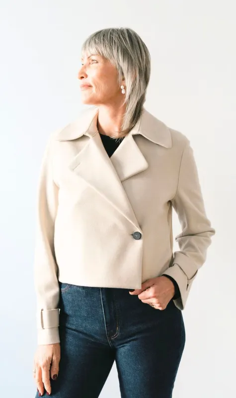 Harris Wharf London | Cropped Trench - Almond sold by Sister & Co