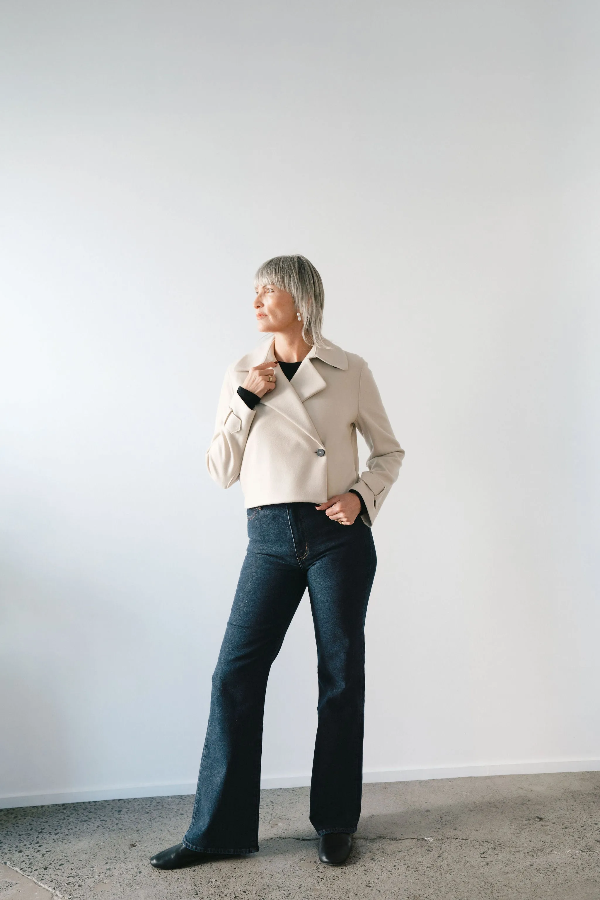 Harris Wharf London | Cropped Trench - Almond sold by Sisters & Co product image thumbnail 2