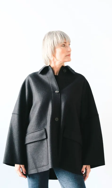 Harris Wharf London | Country Cape - Black sold by Sister & Co