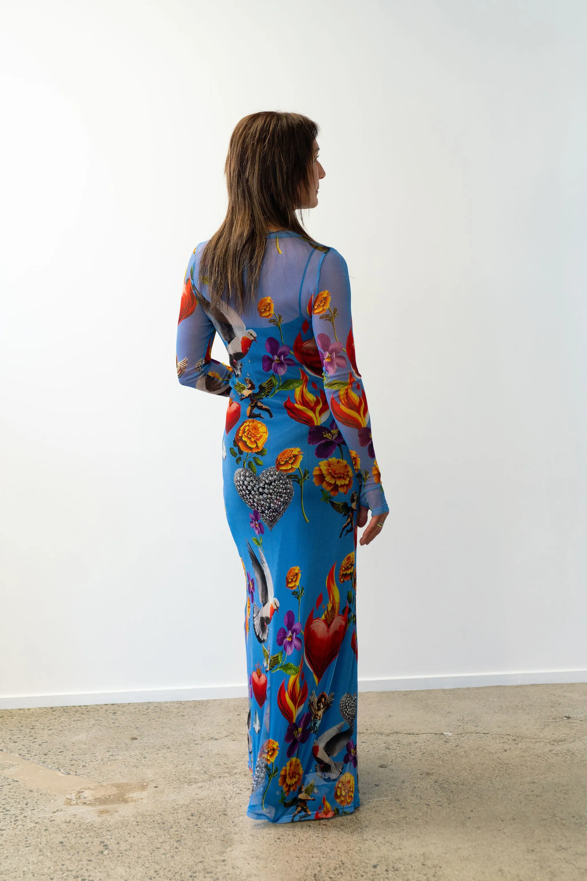 Silk Laundry | Mesh Long Sleeve Dress - Dearly Beloved Mirage sold by Sisters & Co product image thumbnail 3