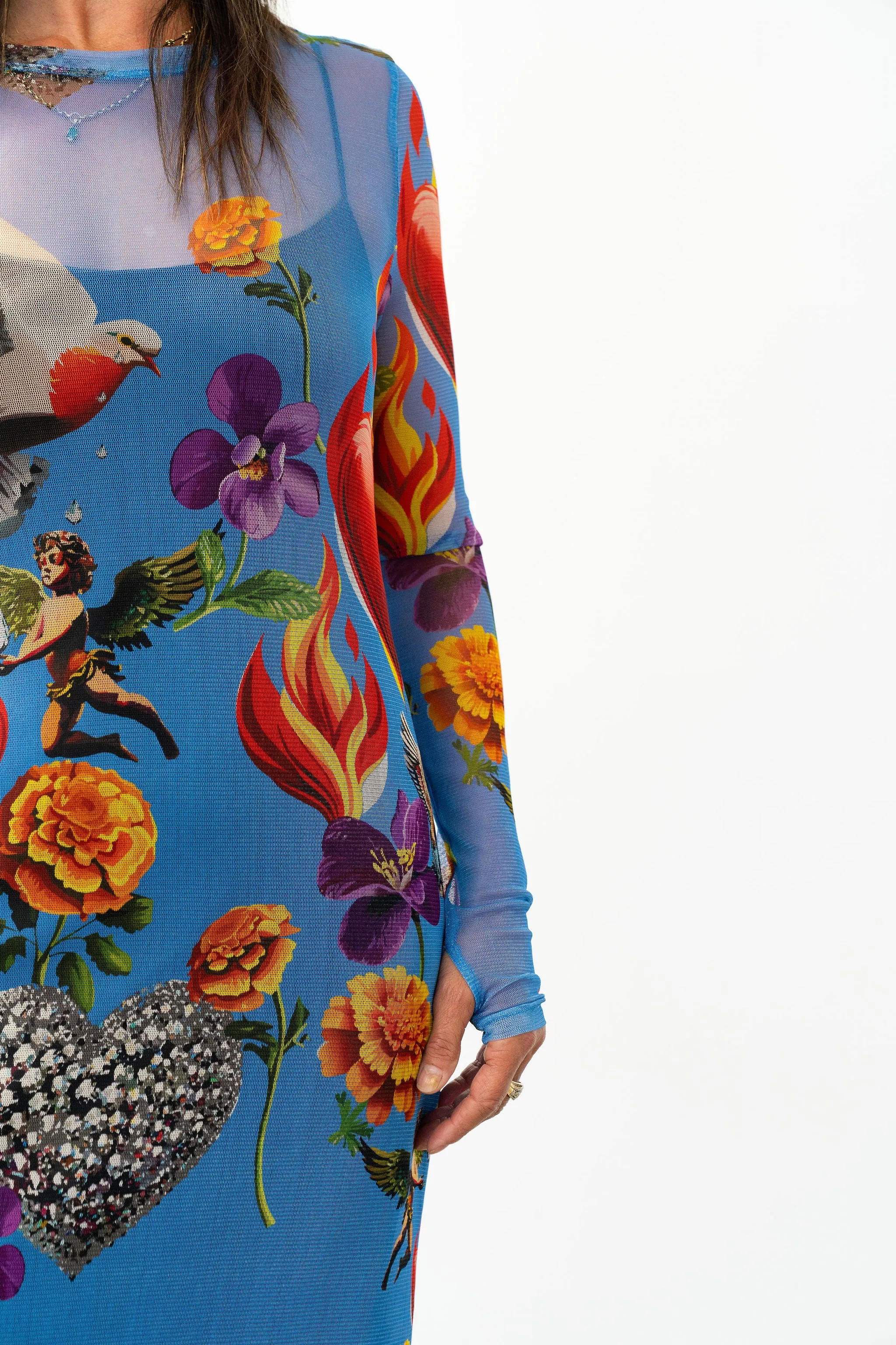 Silk Laundry | Mesh Long Sleeve Dress - Dearly Beloved Mirage sold by Sisters & Co product image thumbnail 4