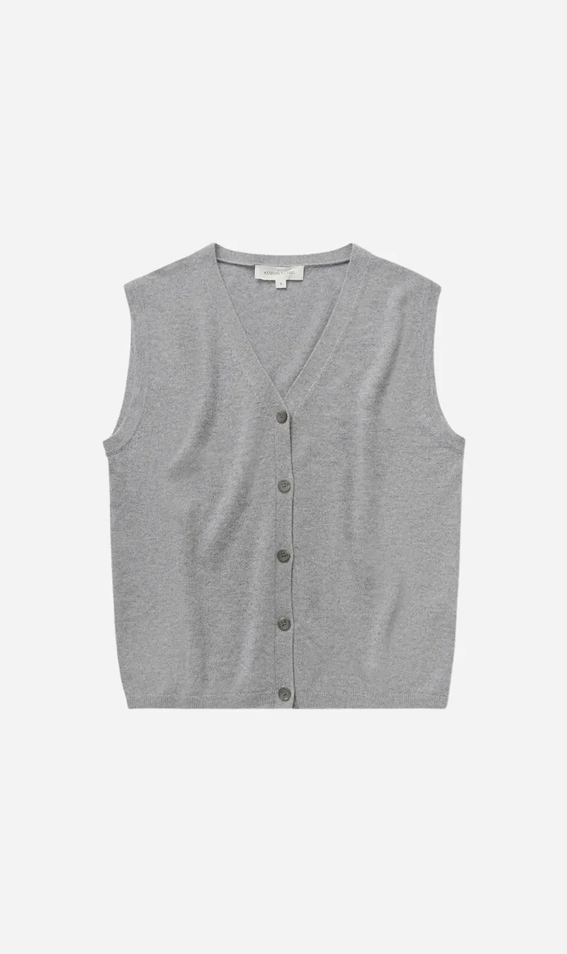 Assembly Label | Lara Cashmere Knit Tank - Grey Marle sold by Sisters & Co