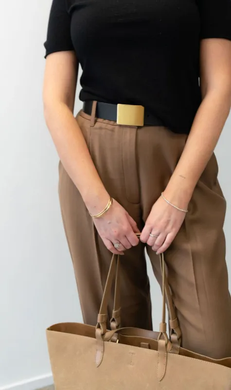 Deadly Ponies | Wide Belt Rectangle Buckle - Black/Brass sold by Sister & Co