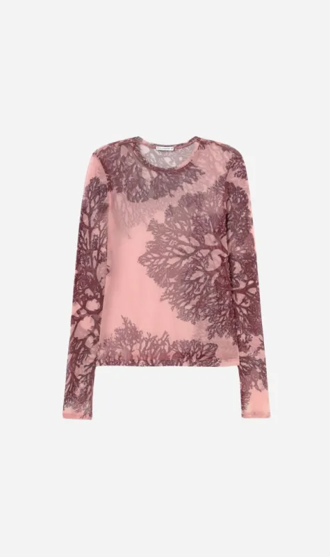Silk Laundry | Mesh Long Sleeve Top - Pressed Coral sold by Sister & Co