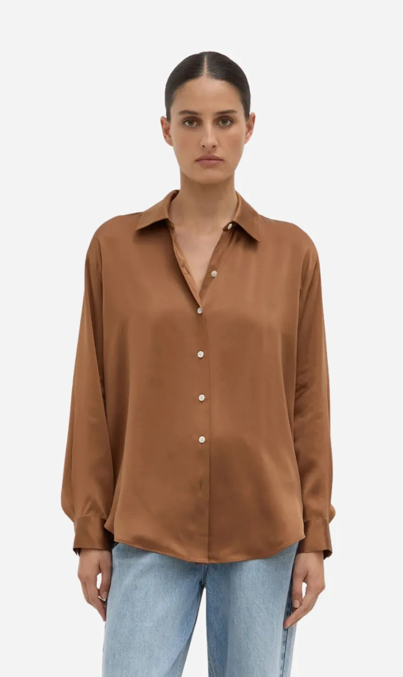 Assembly Label | Pippa Silk Shirt - Bronze sold by Sister & Co