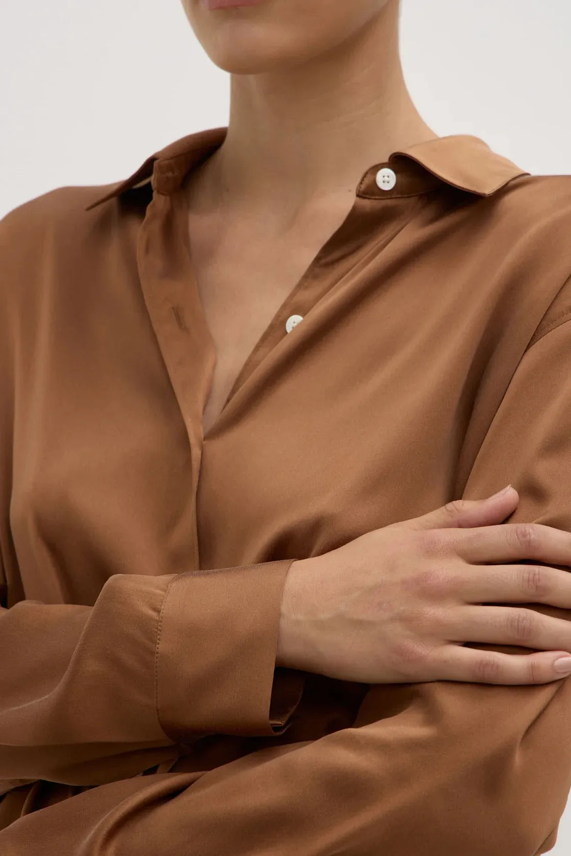 Assembly Label | Pippa Silk Shirt - Bronze sold by Sister & Co product image thumbnail 5