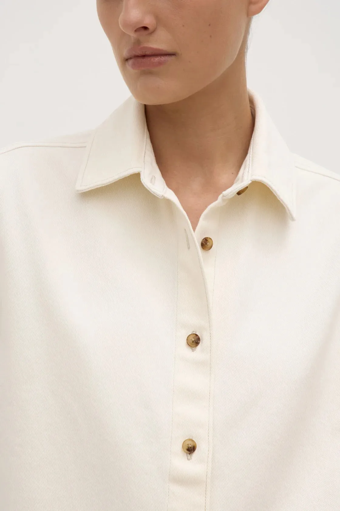 Assembly Label | Boxy Denim Short Sleeve Shirt - Ecru sold by Sister & Co product image thumbnail 4